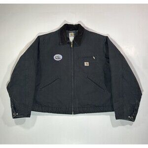 Vintage Carhartt Detroit J01 BLK Canvas Jacket Men’s Size 52 Blanket Lined USA